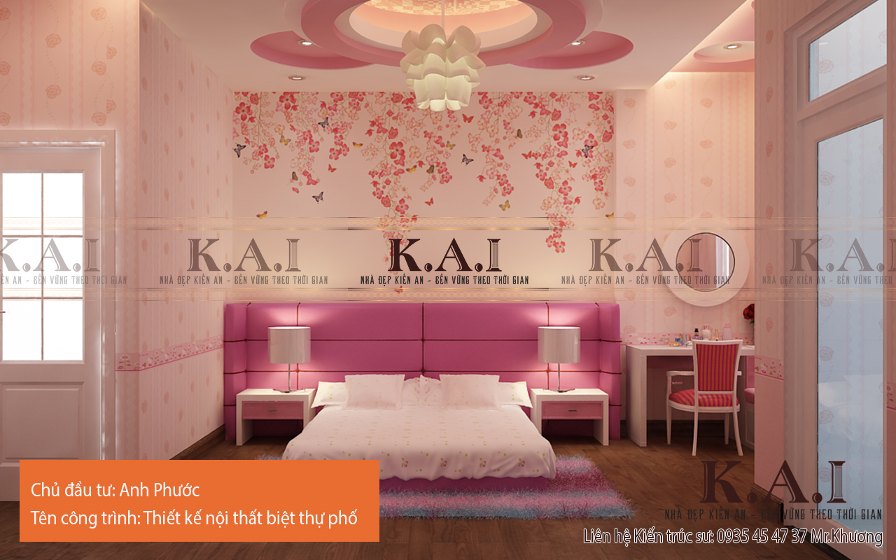 Thế giới màu hồng trong thiết kế nội thất phòng ngủ con gái