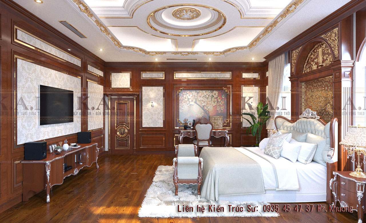 Mẫu thiết kế nội thất Pháp cổ điển phòng ngủ