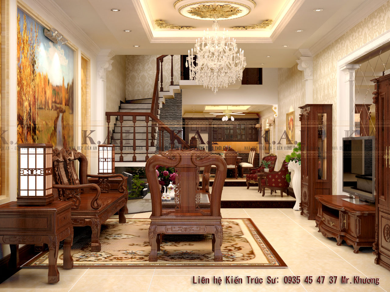 Mẫu thiết kế nội thất nhà 120m2 – Anh Phong, Bình Phước